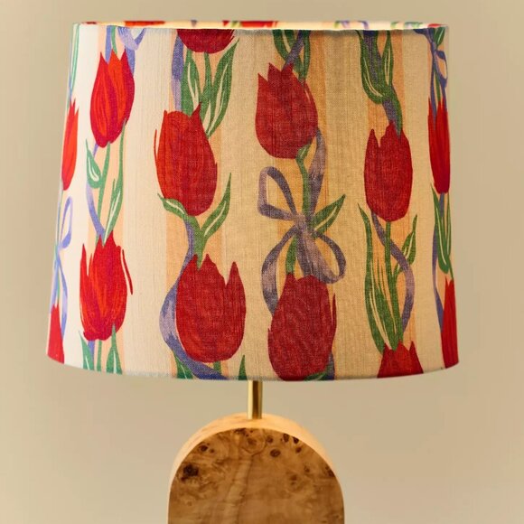 Tulip Print Woven Drum Lamp Shade - Picture 3 of 3